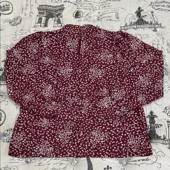 Lush Burgundy Floral Blouse - Picture 12 of 12